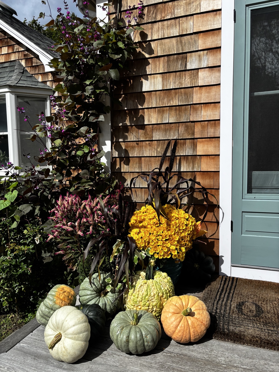 Fall porch decorating by Calais Flower